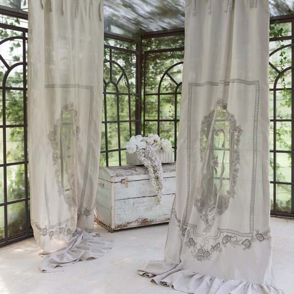 Blanc Mariclo tenda per porta finestra serie Raffaello shabby chic