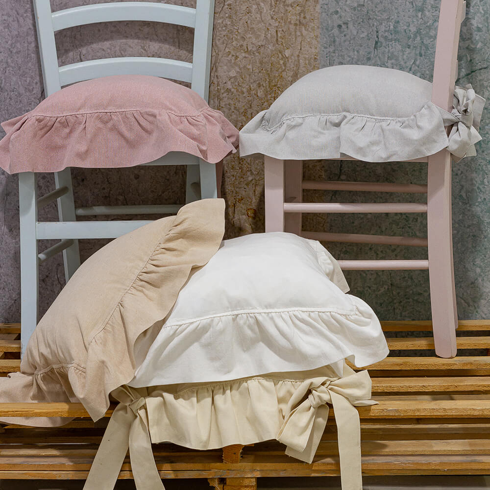 Cuscino per sedia con frill Essentiel L'Atelier 17 colore sky ( celestino  chiarissimo) - Les Petites Folies