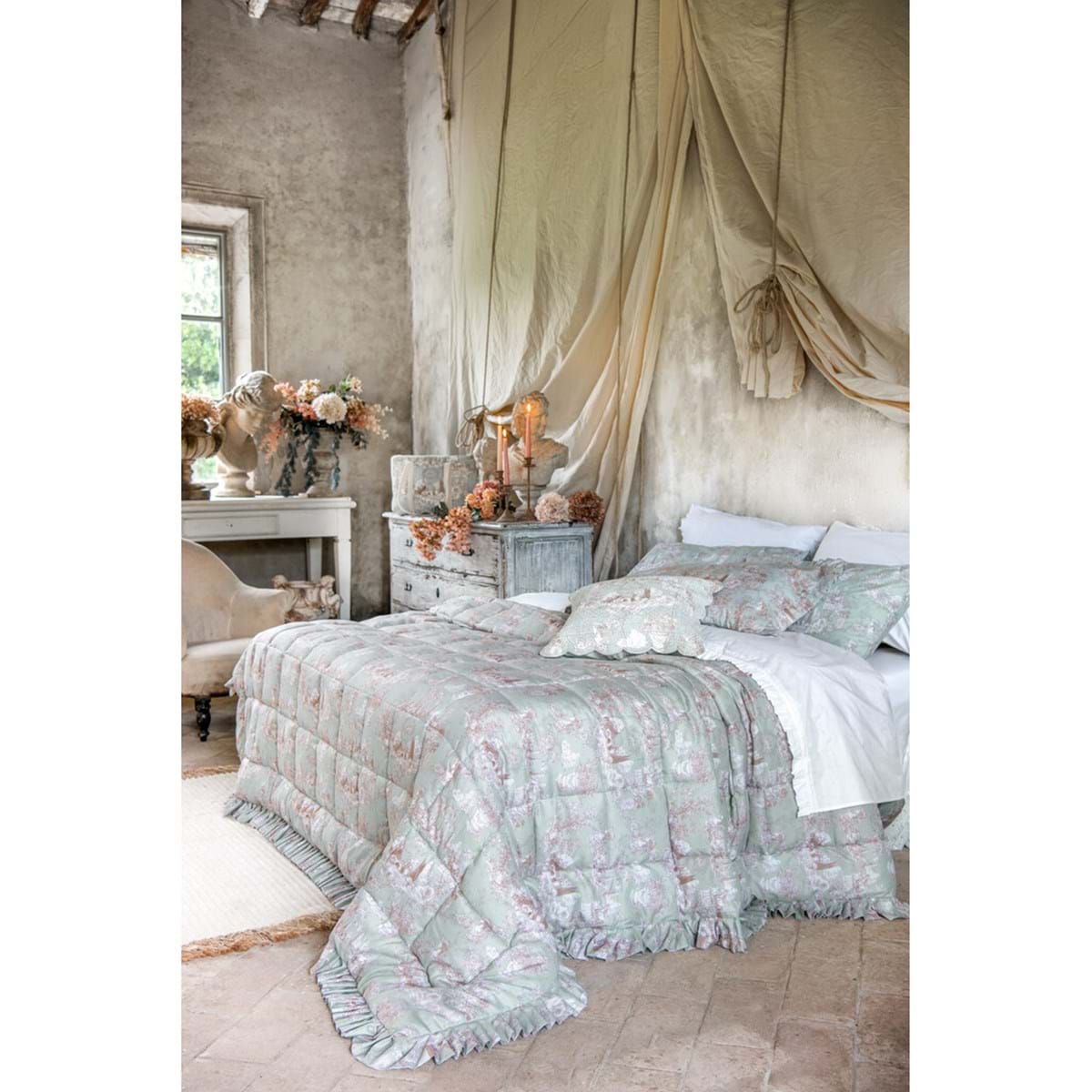 Blanc Mariclò Trapunta matrimoniale con federe Toile du borgo 260×260
