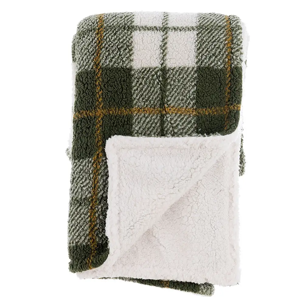 Alternative view of Blanc Mariclò Plaid Sherpa Tartan Verde 140×170 cm