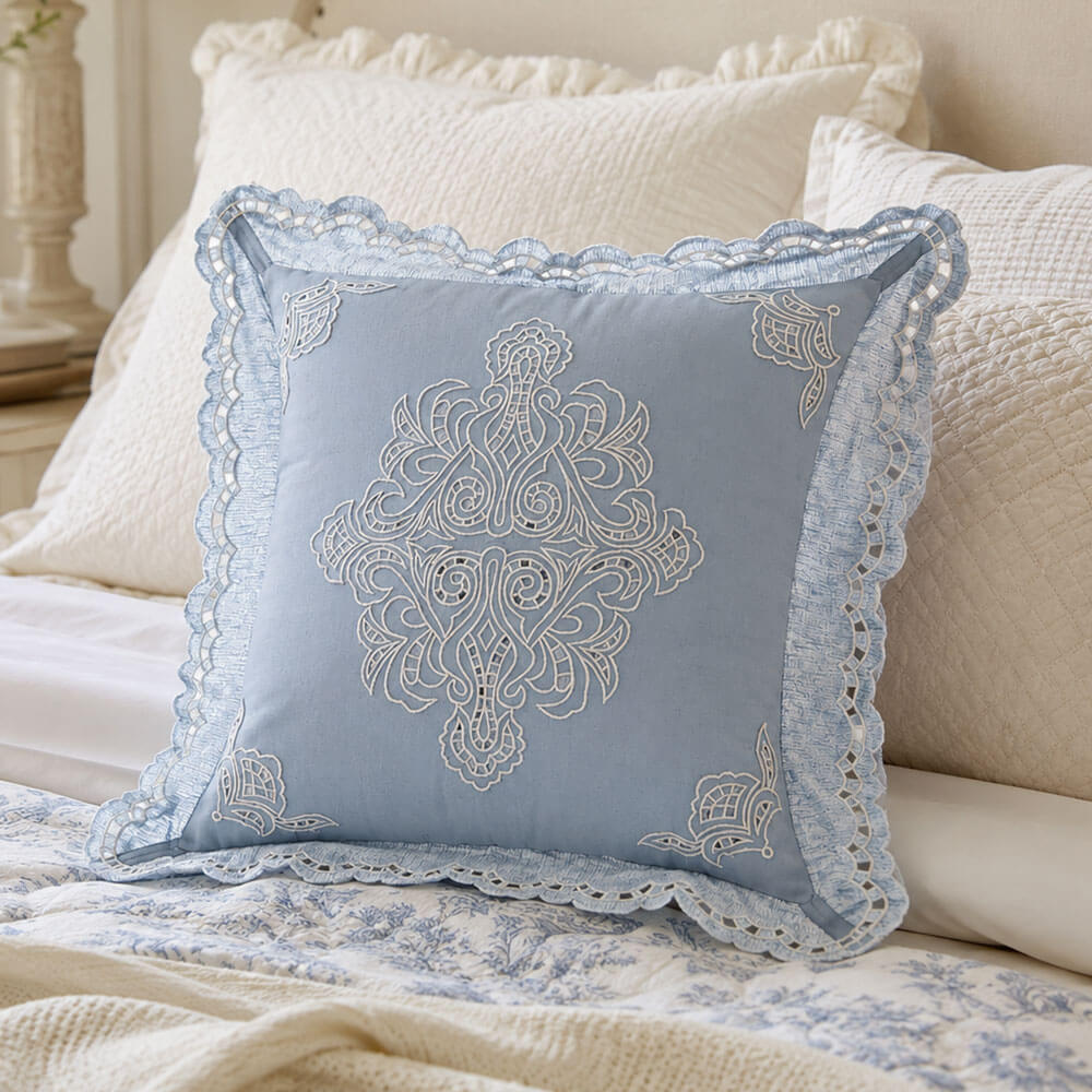 Blanc Mariclò Cuscino con Gale Brezza di Sangallo 45×45 cm