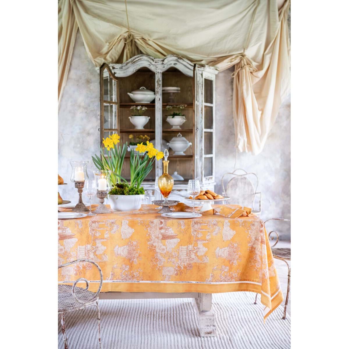 Blanc Mariclò Tovaglia serie Toile du Borgo cm.176x256