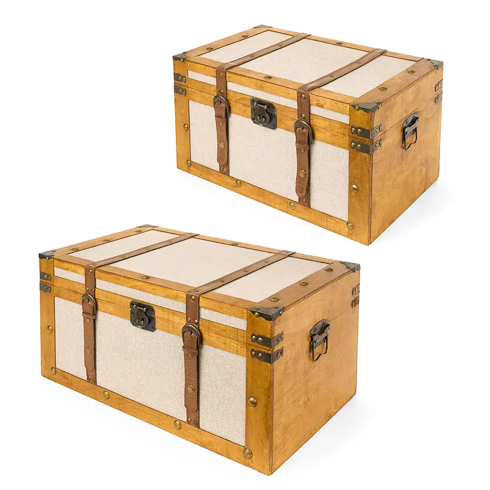 Nuvole di Stoffa Set 2 bauli legno e tessuto
