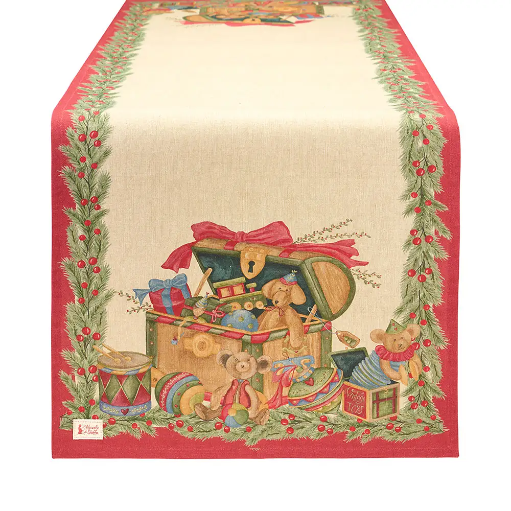 Nuvole di Stoffa Runner  Vintage Toys con baule in cotone 50 x 150 cm