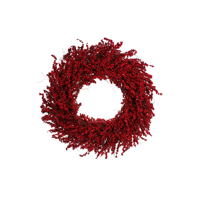 Nuvole di Stoffa corona rami con bacche rosse 80cm