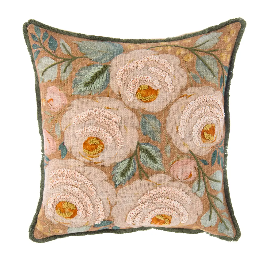 Cuscino floreale ricamato Blanc Mariclò Bloom 50 × 50 cm