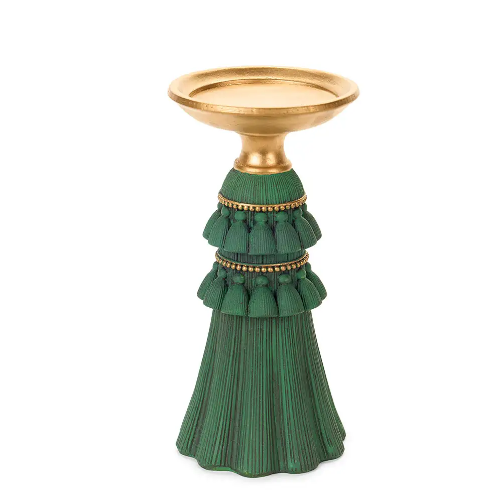 Alternative view of Nuvole di Stoffa Portacandela Silent Gold con nappine in resina 20 cm