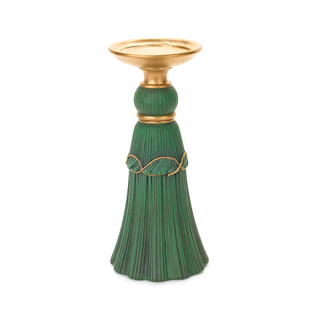 Nuvole di Stoffa Portacandela Silent Gold nappina verde H 25 cm